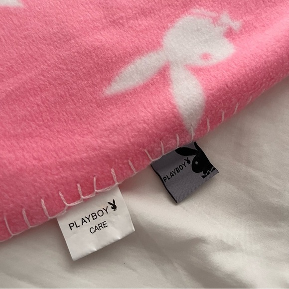 Playboy pink bunny fleece blanket 🤍​ - Picture 2 of 5